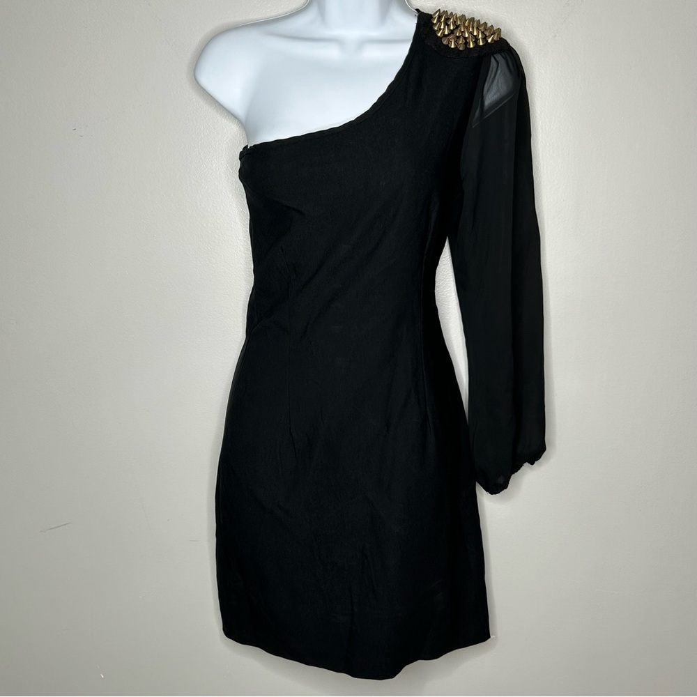 Top 10 Black One Shoulder‎ Dress With Gold Studs Size M